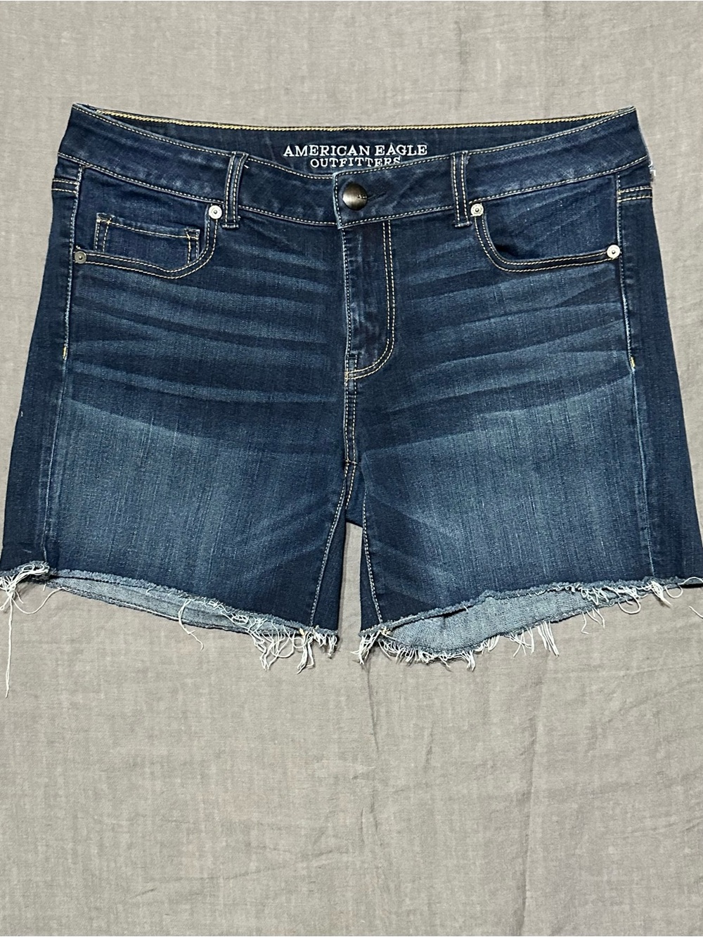 American Eagle Outfitters Dark Blue Frayed Denim Cutoff Shorts